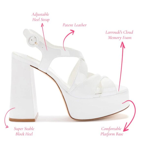 NEW LARROUDE White Leather Bee Heeled Slingback Sandals - Picture 3 of 9